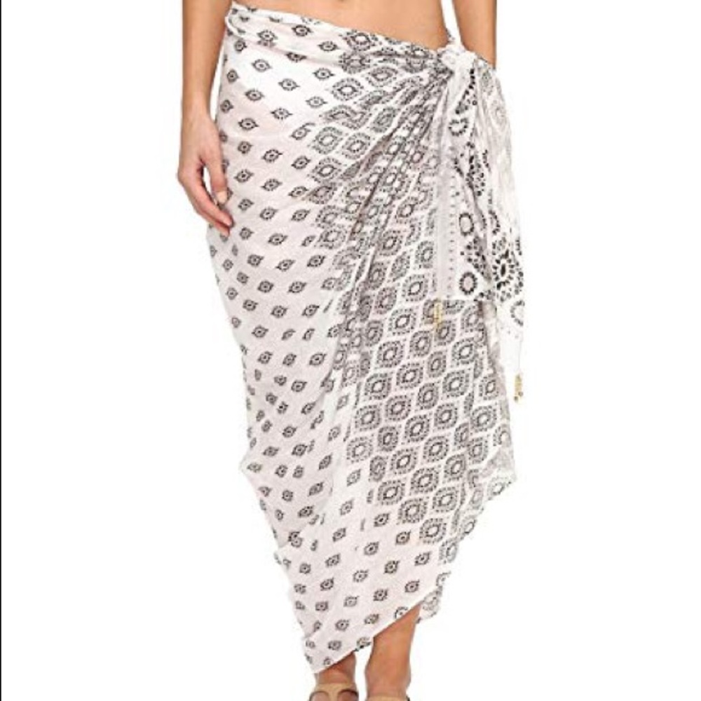 Hat Attack Printed Sarong Cover-Up Neutral Scarves